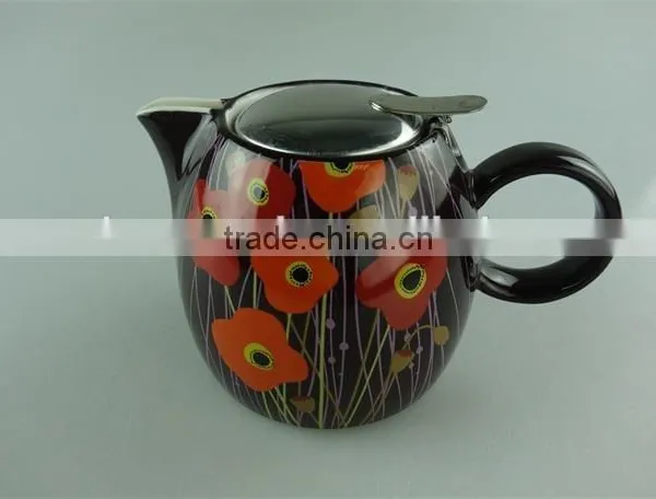 Stock Glazed Ceramic Teapot With Iron Cover With Cheap Price photo-5