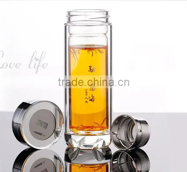 Bpa Free Double-Wall Glass Cup WithTea Infuser With Temperture Display photo-2
