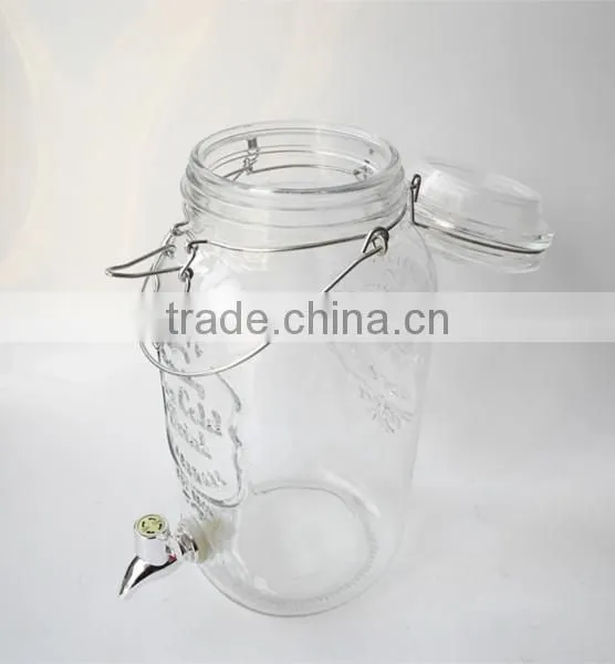 Ice Cold Airtight Portico Glass Drink Dispenser With Metal Clip Top Lid photo-2