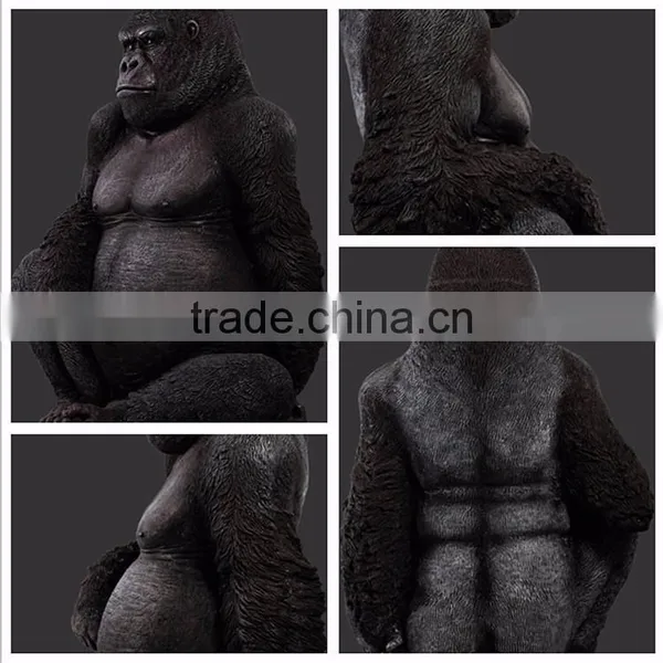 Garden Jungle Wildlife Fiberglass Silverback Gorilla Statue photo-3