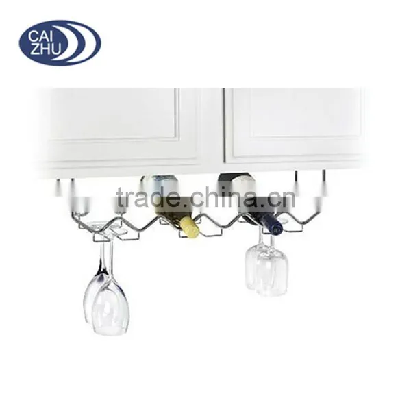 Kitchen Cabinet Under Shelf Wine Rack and Glassware Holder - Holds 6 Bottles of Wine photo-3