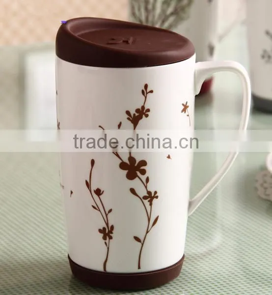 Ceramic Coffee Mug With Silicone Lid,Travel Mug photo-3