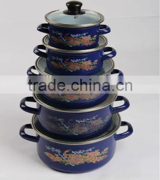 673DG 16-24CM Enamel Casserole Cookware With Glass Lid photo-3