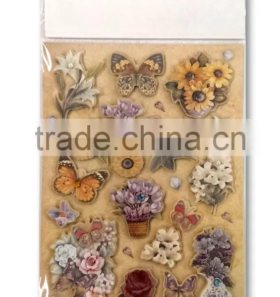 3D Elegant Lily & Sunflower & Butterfly Design Sticker, Decorative Glitter Sticker With Color Gems/Rhinestone photo-2
