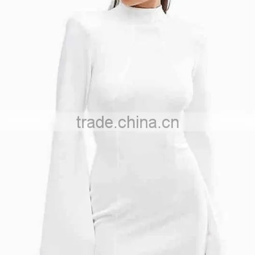 Women Fashion John Zack Petite High Neck Open Back Mini Dress With Split Sleeve photo-2