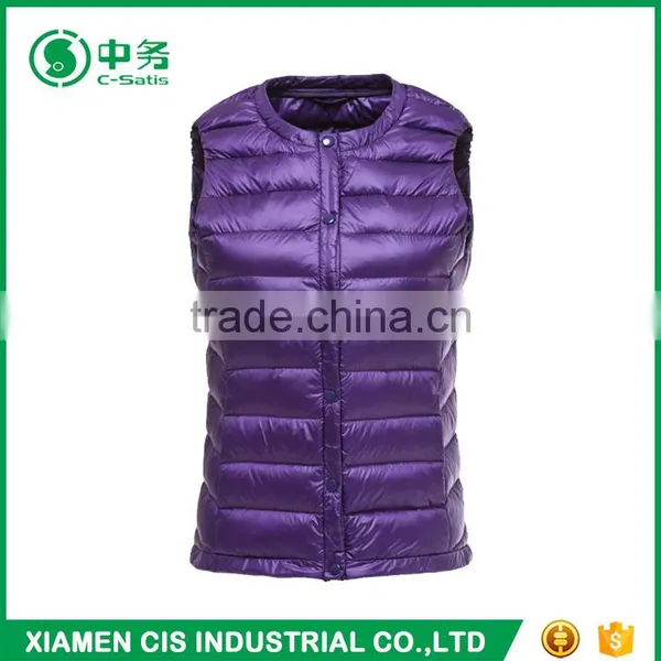 2017 New Product Pure Color Winter Windproof Warm Women Padded Down Vest photo-6