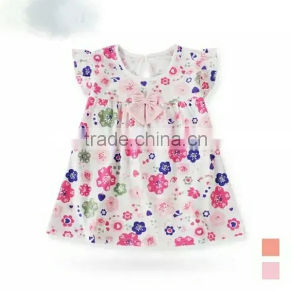Wholesale Children Frocks Designs Sleeveless Flower Baby Girls Dress With Bowknot photo-2