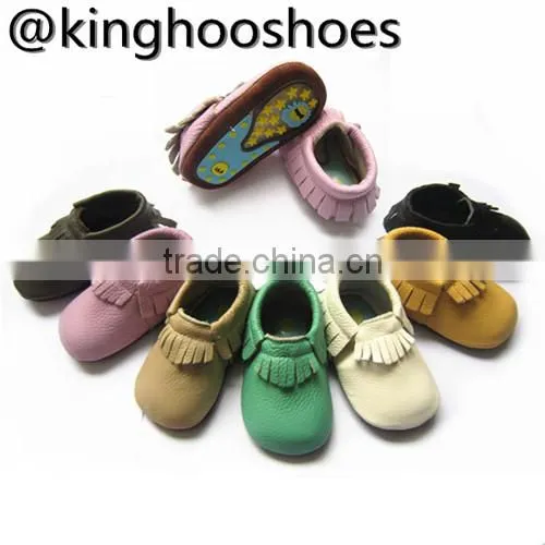 Pink Leaves Rubber Sole Baby Shoes Genuine Leather High Quality Kids Shoes photo-6