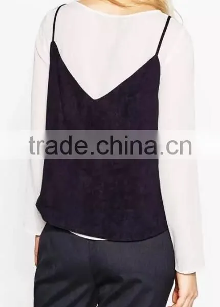 Runwaylover EY2358B Ladies 2017 Ladies Two Piece Suits , Women Fashion Blouse And Vests photo-2