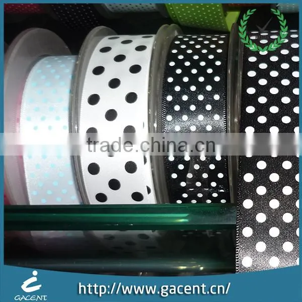 Wholesale Cheap Woven Dots Printed Satin Ribbon photo-6