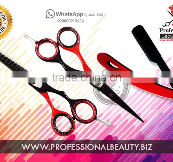 Professional Hairdressing Barber Hair Cutting Thinning Razor Scissors / Shaving Razors / Hot Red and Black