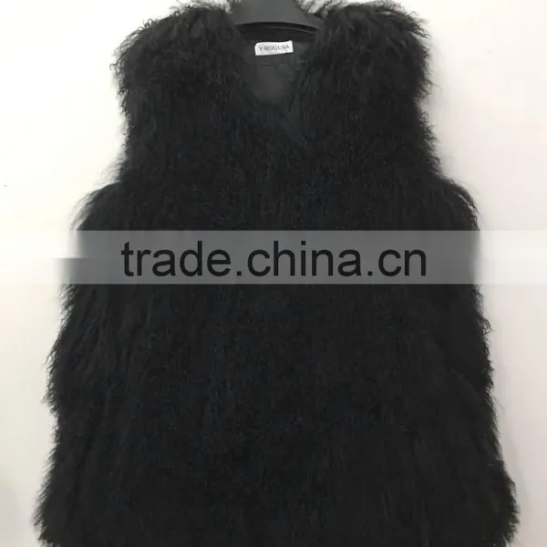 YR545 Basic Style Real Mongolia Fur Vest Lots of Colors Tibet Lamb Fur Gilet photo-4