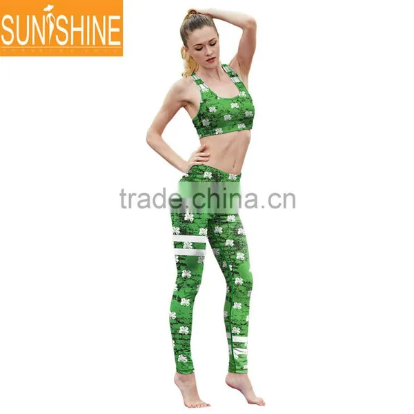 2017 Four Needle Six Line Yoga Wear Sports Leggings and Matching Bra Sets For Ladies photo-3