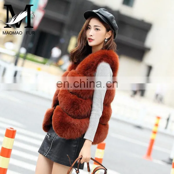 2017 Women Fox Fur Vest Winter Long Vest Real Fur Coat Vest Price Waistcoat photo-3