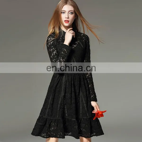 High Fashion Long Sleeve Peter Pan Collar Lace Dress Directly From Factory