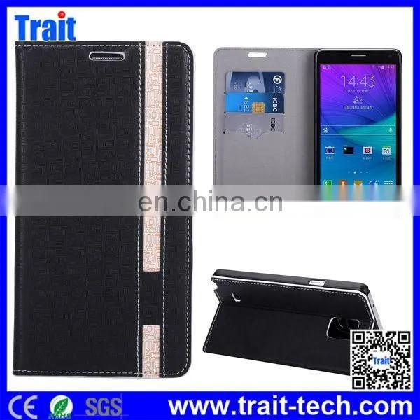 Dual-color Maze Pattern Flip Stand PC+PU Leather Case for Samsung Galaxy Note 4 N910 With Card Slots photo-3