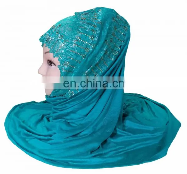 2-Way Style Cyan Color Scarf Hijab Design 2017 / Latest Outwear Embroidery Stoles 2017 / Women Headscarf (scarves Scarf Stoles) photo-4