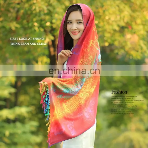 New Minority Style Cotton Flax Tassel Colored Peacock Long Stole Shawl Scarf