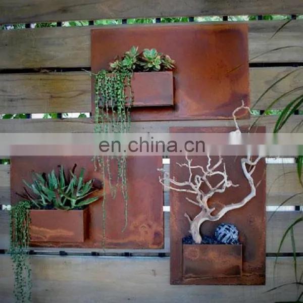 Custom Rectangular Corten Planter Box Metal Rust Wall Planters photo-7