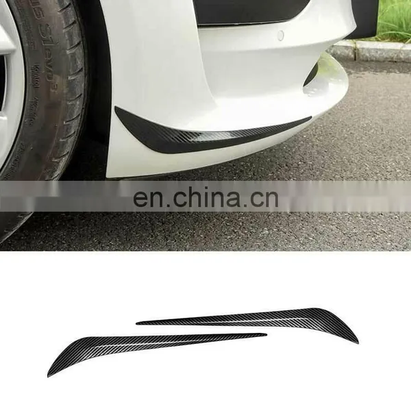 For Tesla Model 3 2017-2021 Carbon Fiber Front Bumper Side Spoiler Cover Trim