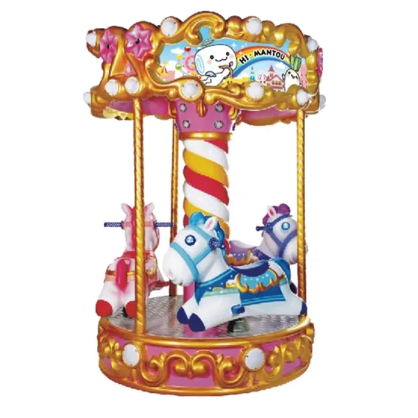Pink Horse Playground Kids Kiddie Rotating Horses Ride Park Games Carousel For Child photo-2