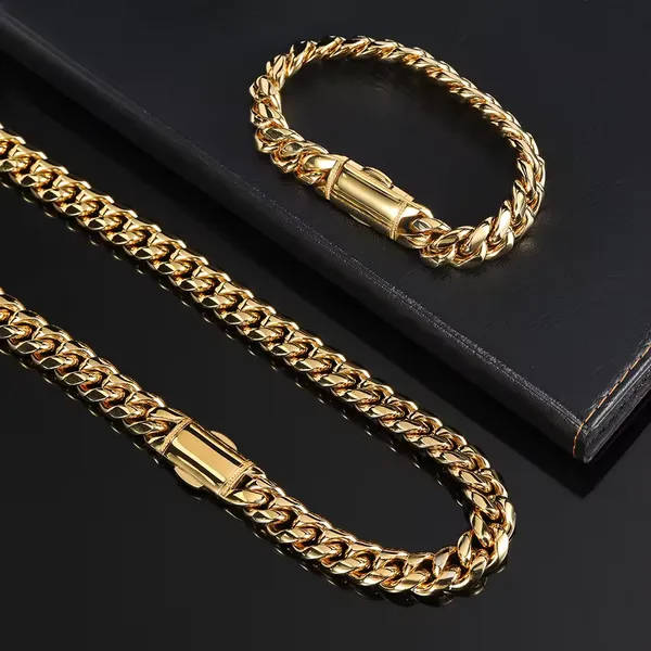 Stainless Steel Hip Hop Jewelry Bracelets for Men Gold 18K Gold Plated Pulsera Cubana Bracelet Custom Logo photo-3