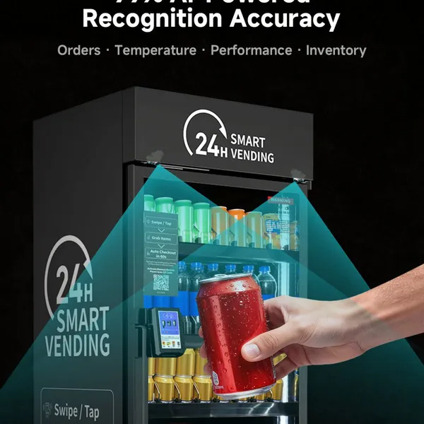 AI Frozen Food Vending Machine 300-600 Pcs 4G/WiFi Remote Monitoring Multiple Payment SDK US Plug HAHA 550F Compressor Cooling photo-3