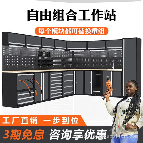 New Design Heavy-Duty Garage Combination Tool Cabinets Workshop Metal Workbench with Drawers Tool Cart with Tools