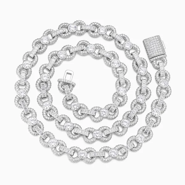 Shining Star Jewelry Cubic Zirconia Chain Iced Out Geometric Link Necklace photo-4