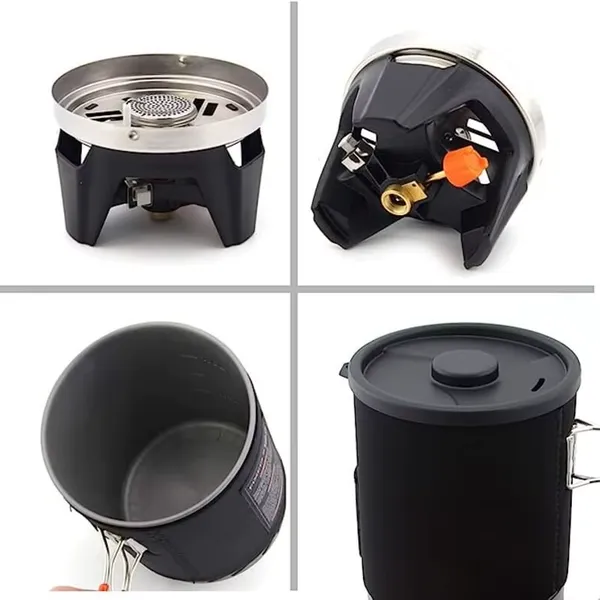 Camping Back Swing Stove Cooking System With Camping Pot Portable Propane Gas Stove Burner photo-3