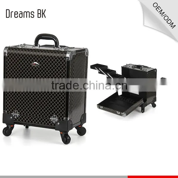  rolling makeup train case cosmetic makeup trolley beauty train case with rolling wheels