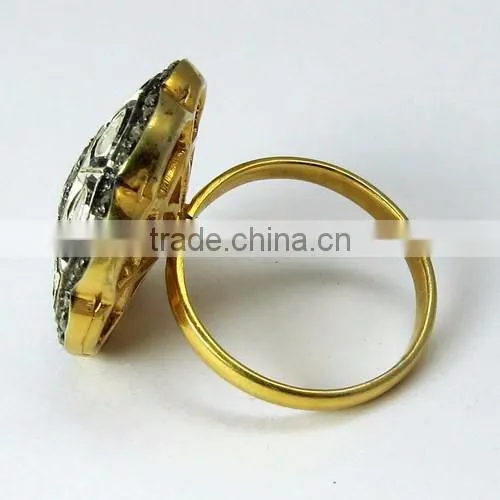 Wish Left !! Diamond & Polki 925 Sterling Silver Ring, Oxidized Silver Jewellery, Silver Jewellery India photo-4