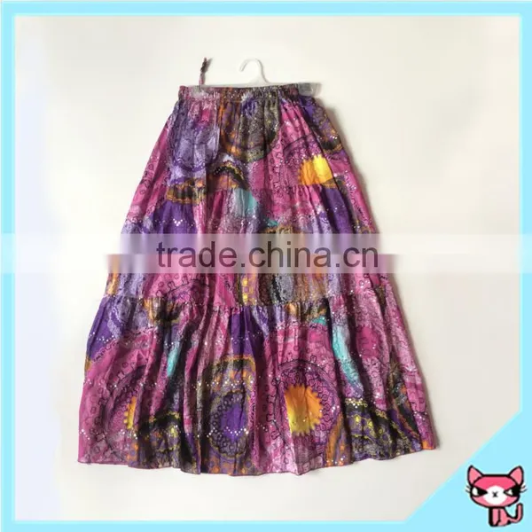 Multicolor Plus Size Polyester Pongee Skirt
