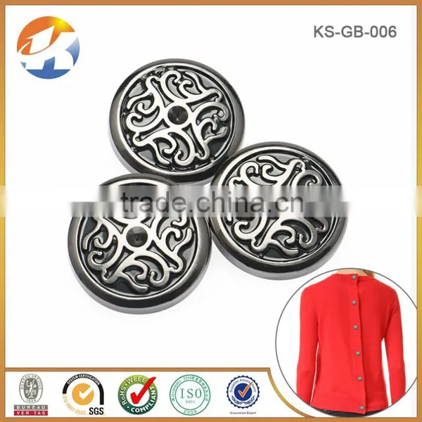 Gunmetal Embossed Logo Metal Sewing Buttons For Garment photo-3