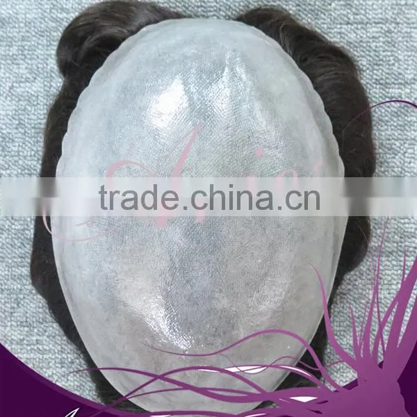 Natural Hair Poly Skin Base Human Hair Toupee photo-2