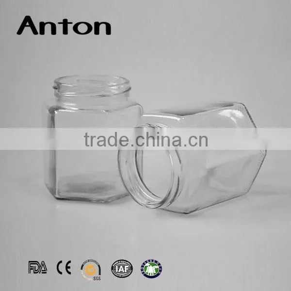 350ml Tableware Manufacturer Large Hexagonal Glass Storage Jars photo-4