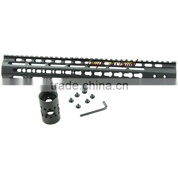 Funpowerland Black Free Float NSR 13.5" Handguard One-piece Top Rail System KeyMod High Quality Ultra Lightweight BK For AR-15 photo-2