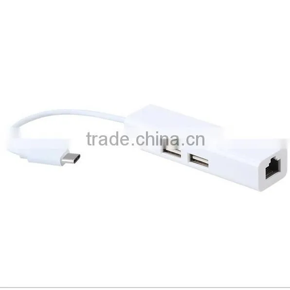 Multi-function Type C to 3 Ports USB Hub With RJ45 LAN Ethernet Adapter Cable For Macbook 12 Inch photo-2