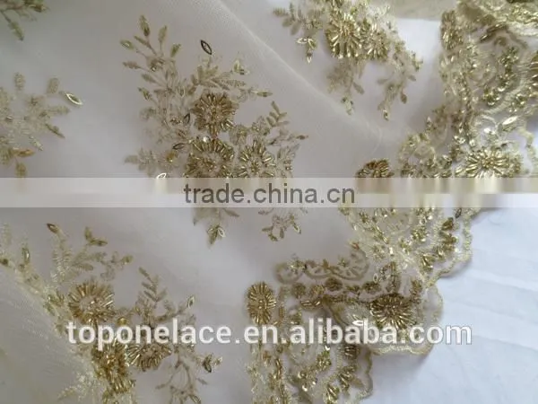 Pink Bridal Lace Fabrics Wholesale Evening Sequins Beaded Dresses French Lace Fabric photo-2