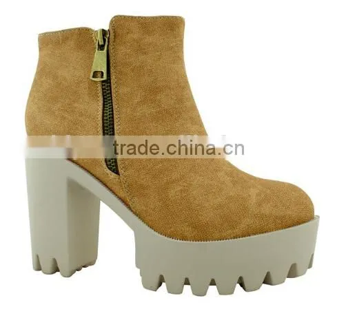 New Women Almond Toe Lace Up Lug Sole Platform High Chunky Heel Bootie Sneakers photo-2