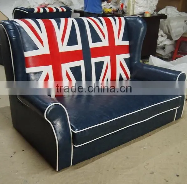 Union Jack Wingback Leather Sofa Set (NC5119)