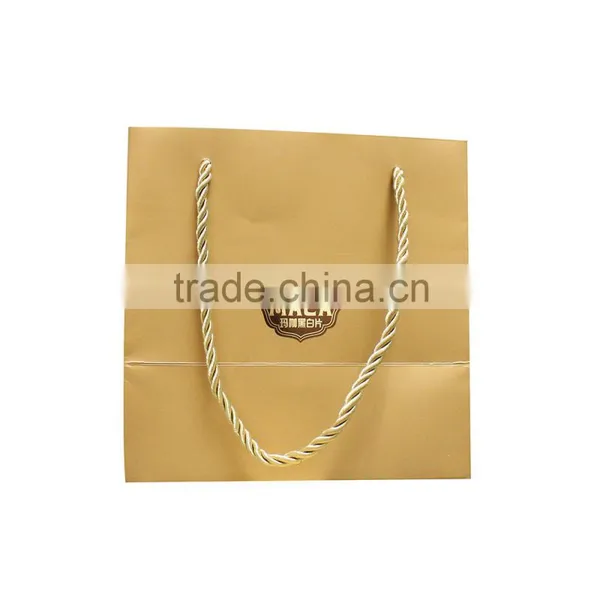 Golden Square Bottom Decoration Handmade Paper Bag photo-3