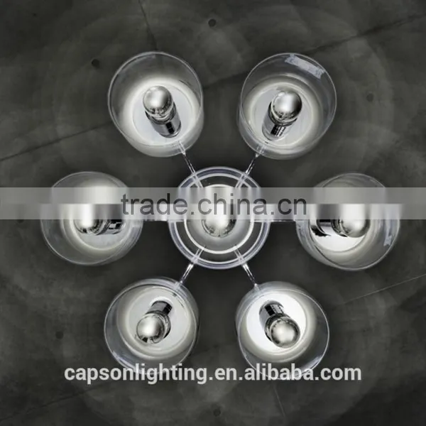 Modern Desingn Glass Shade Indoor Ceiling Lamp With Chandelier photo-2