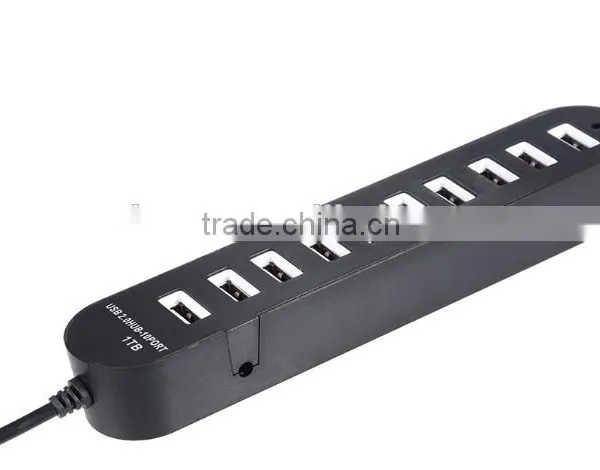 Portable 480MBPS Usb 2.0 10 Port Hub With One Switch photo-3