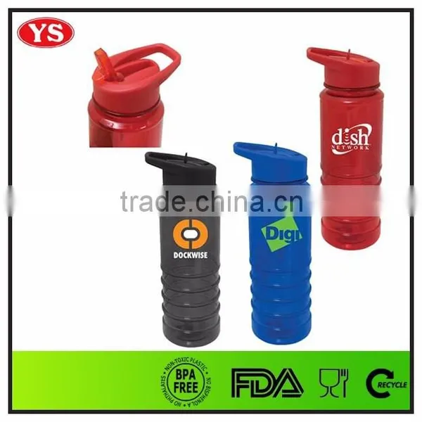 BPA Free Gray Plastic Water Drinking Bottle With Straw and Lid photo-6