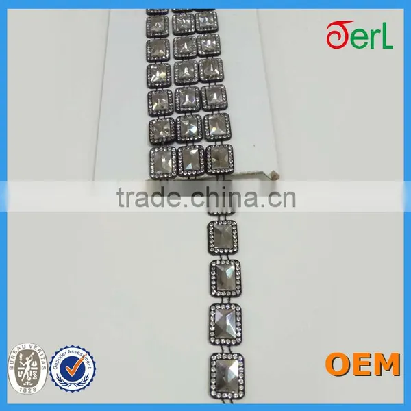 Wholesale Black Base Plastic and Glass Rhinestone Trims for Dress Decoration photo-6