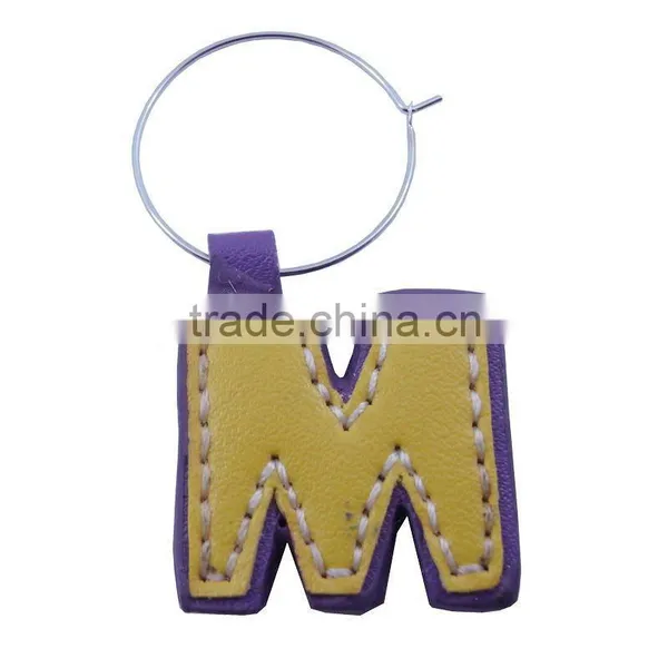 Fashion Leather Letter Name Wine Charm