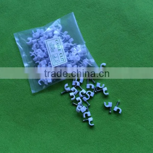 High Quality Full Size PE Material Round White & Black Nail Cable Clip photo-5