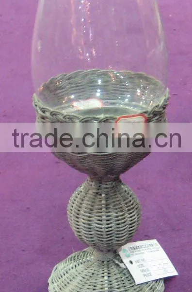 Rattan and Glass Candle Holder,candle Holder