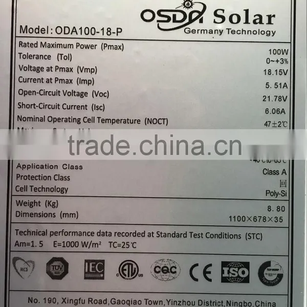 100w 18v Colorful Poly-crystalline Solar Module With TUV CE photo-5